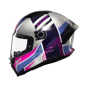 MT HELMETS STINGER 2 TRON C8 Casque Intégral Brillant Blanc/Noir/Rose