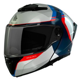 Casco Modulare MT Helmets Atom 2 SV Emalla C7 Bianco Blu Rosso Lucido