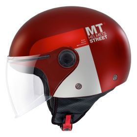 Jet Helmet MT Helmets Street S Inboard C5 Red White Matt