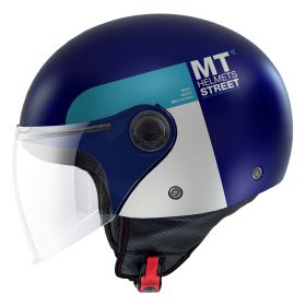 Casco Jet MT Helmets Street S Inboard C7 Blu Bianco Opaco