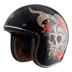 Jet Helm MT Helmets Le Mans 2 SV S Skull & Roses A1 Rot Glänzend