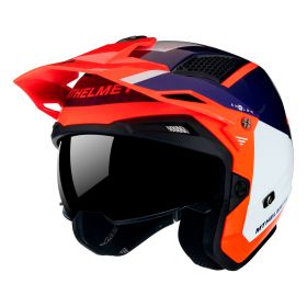 Casco Jet MT Helmets District SV S Analog D5 Bianco Blu Rosso Lucido