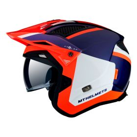 Casque Jet MT Helmets District SV S Analog D5 Blanc Bleu Rouge Brillant