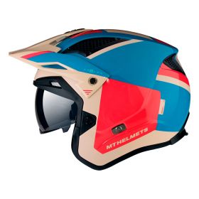 Jet Helmet MT Helmets District SV S Analog D7 Beige Blue Red Gloss