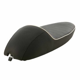 Sella NISA Corsa MKII nera trapuntata con bordino bianco senza cinghia