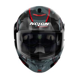 Modularer Helm NOLAN X-1005 U Carbon Undercover N-COM 044 Schiefergrau Rot