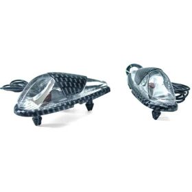 PAAR VON INDIKATOREN RUMPF KLEBSTOFF KOHLENSTOFF GLAS TRANSPARENT LAMPE 12V