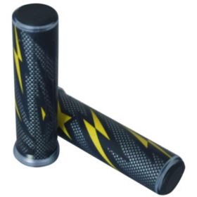 PAIRE POIGNÉES MOTO FLASH GUIDON TOURER NAKED SCOOTER ENDURO NOIR JAUNE