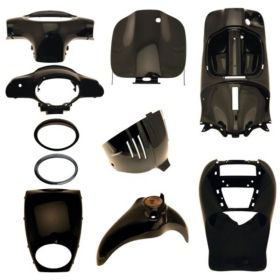 SET RUMPF 10 MOTORRADVERKLEIDUNGEN SCHWARZ POLIERT APRILIA SCARABEO 50 2001-2012