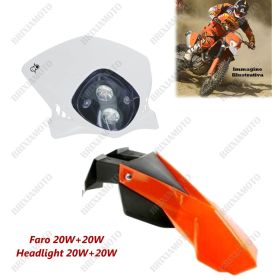 HEADLIGHT DUKE WHITE AND MUDGUARD ORANGE KTM EXC SX SX-F LC4 690 125 250 450