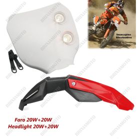 HEADLIGHT FLAT WHITE AND MUDGUARD RED KTM EXC SX SX-F LC4 690 125 250 300 450