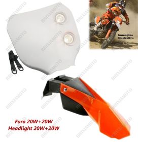 HEADLIGHT FLAT WHITE AND MUDGUARD ORANGE KTM EXC SX SX-F LC4 690 125 250 450