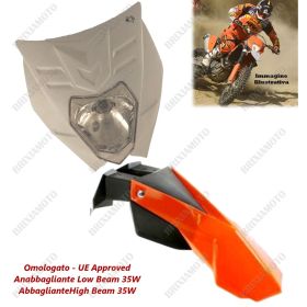 HEADLIGHT FELIX APPROVED WHITE AND MUDGUARD ORANGE KTM EXC SX SX-F 125 250 450