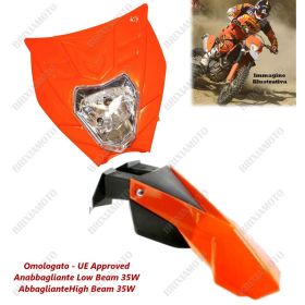 HEADLIGHT FELIX APPROVED ORANGE AND MUDGUARD ORANGE KAWASAKI KLX KLR KL KXF