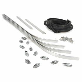 Set listelli pedana alluminio/gomma argento/nero con kit rivetti senza fori