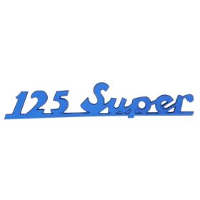 Targhetta PIAGGIO RMS 125 Super blu 115x23 mm fissaggio 4 perni interasse 98 mm