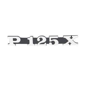 Targhetta P125X Cofano sinistro PIAGGIO 145x20 mm nero/alluminio 2 perni