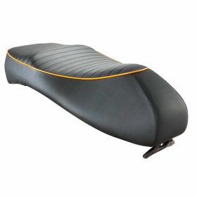 SIÈGE PIAGGIO Noir Matelassé avec Bord Orange et Verrou Inclus