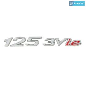 Targhetta 125 3 V i.e. PIAGGIO 78x10 mm cromo/rosso autoadesiva