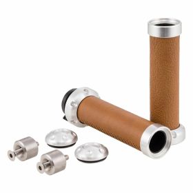 Manopole PIAGGIO Luxury in pelle marrone fango 22/24 mm lunghezza 120 mm