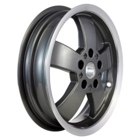Cerchione Posteriore PIAGGIO 12 Alluminio Grigio Scuro con Bordo Argento ET 20mm