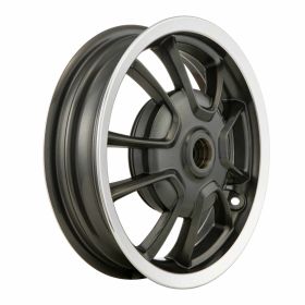 Dunkelgrauer Aluminium-Hinterreifen Vespa 12 mit silbernem Rand 140mm