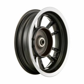 Dunkelgrauer Aluminium-Hinterradreifen PIAGGIO 12 mit silbernem Rand