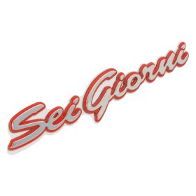 Targhetta autoadesiva Sei Giorni PIAGGIO cromo/rosso cofano destro