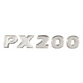 Targhetta PX200 Cofano sinistro PIAGGIO 135x25 mm cromo autoadesiva