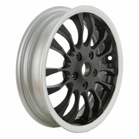 PIAGGIO Felge 3.0x12 Vespa matt schwarz mit silbernem Rand 14 Speichen 20mm ET