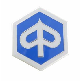 Stemma PIAGGIO esagonale bianco/blu da incollare 5x55x62 mm