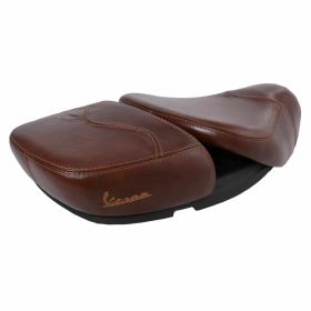Siège PIAGGIO en cuir véritable marron tabac pour 2 sièges confortables