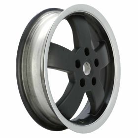 PIAGGIO 12 Zoll Rad Matt Schwarz Aluminium Silberkante 5 Speichen ET 20mm