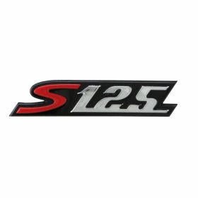 S 125 Tag rechte Platte 87x20 mm schwarz/chrom/rot selbstklebend