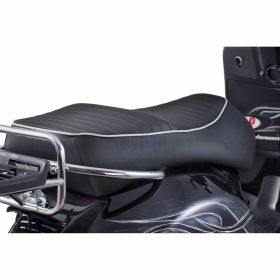 Siège PIAGGIO matelassé noir avec passepoil gris clair