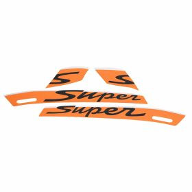 PIAGGIO orange Aufkleber-Set für Verkleidung und Kotflügel 4 Teile mit schwarzer Schrift