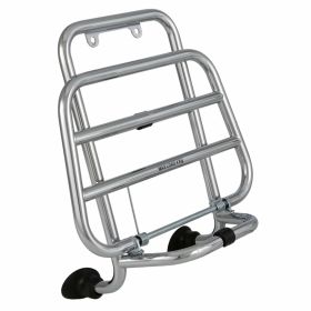 Supporto de bagages avant PIAGGIO en acier chromé pliable 25x32 cm durable et pratique