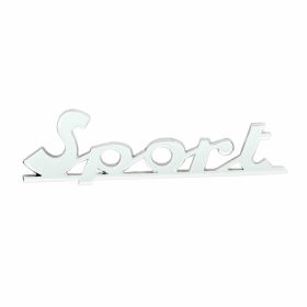 Sportplatte Frontschild Chrom 75x22 mm mit 2-Pin-Montage 59 mm Achsabstand