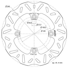 Disque de frein POLINI 240x105,2 mm montage M10 4 trous