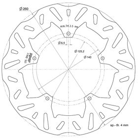 Disque de frein POLINI 260x125,2x4 mm M6 5 trous