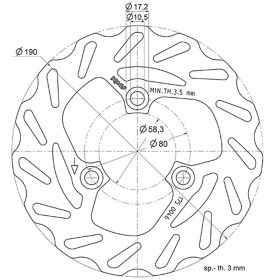 POLINI Brake Disc 190x58.3x3 mm M10 3 Holes Attachment