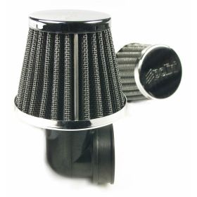 POLINI Luftfilter 90° 120 mm Anschluss 38 mm Stoff mit Chromabdeckung