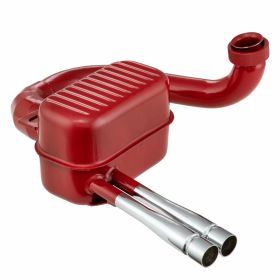 Échappement en acier rouge PREMIUM avec montage vissé et sortie double en chrome