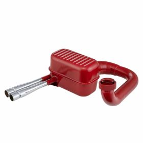 Échappement en acier rouge PREMIUM avec montage vissé et sortie double en chrome