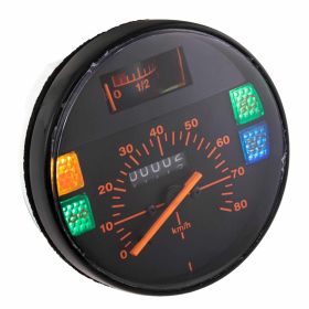105 mm Tachometer 80 km/h schwarzes Zifferblatt orange Zahlen kein Emblem