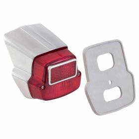 Feu arrière rouge avec support de lampe tubulaire et boîtier en métal