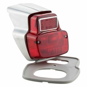 Feu arrière PREMIUM en verre rouge et aluminium approuvé E avec ampoules incluses