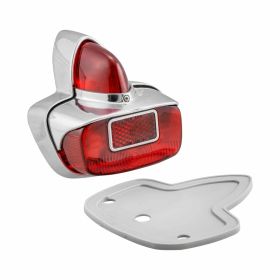 Feu arrière PREMIUM en verre rouge et aluminium complet avec ampoules et joint