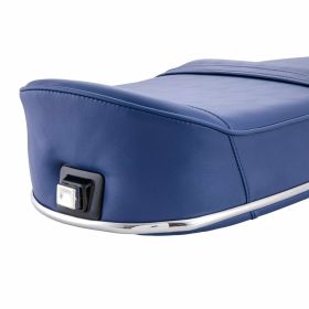Siège Pegasus bleu cobalt RAL 5013 sans verrou avec sangle et bande chromée