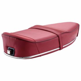 Selle Pegasus RAL 3002 sans verrou avec sangle et bande chromée